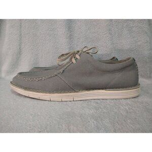 Clarks Shoes Mens 12 M Gray Canvas Forge Lace Up Casual Comfort Moccasin